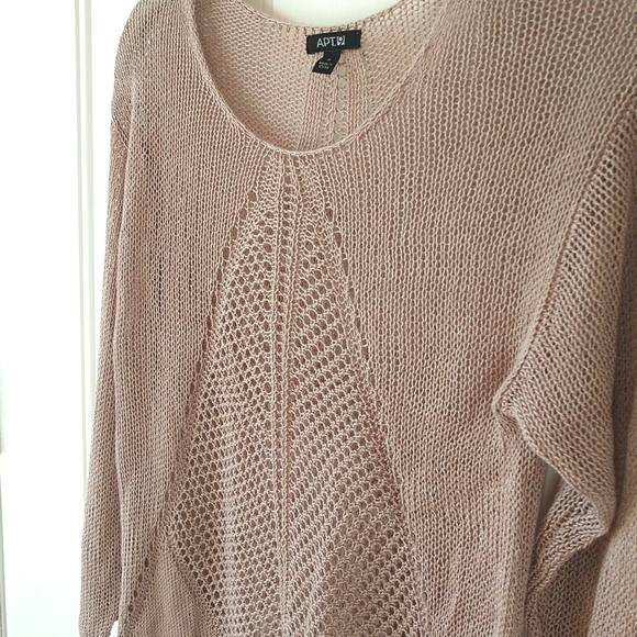 Hi-low Beige Sweater, Open Stitch - Picture 3 of 7